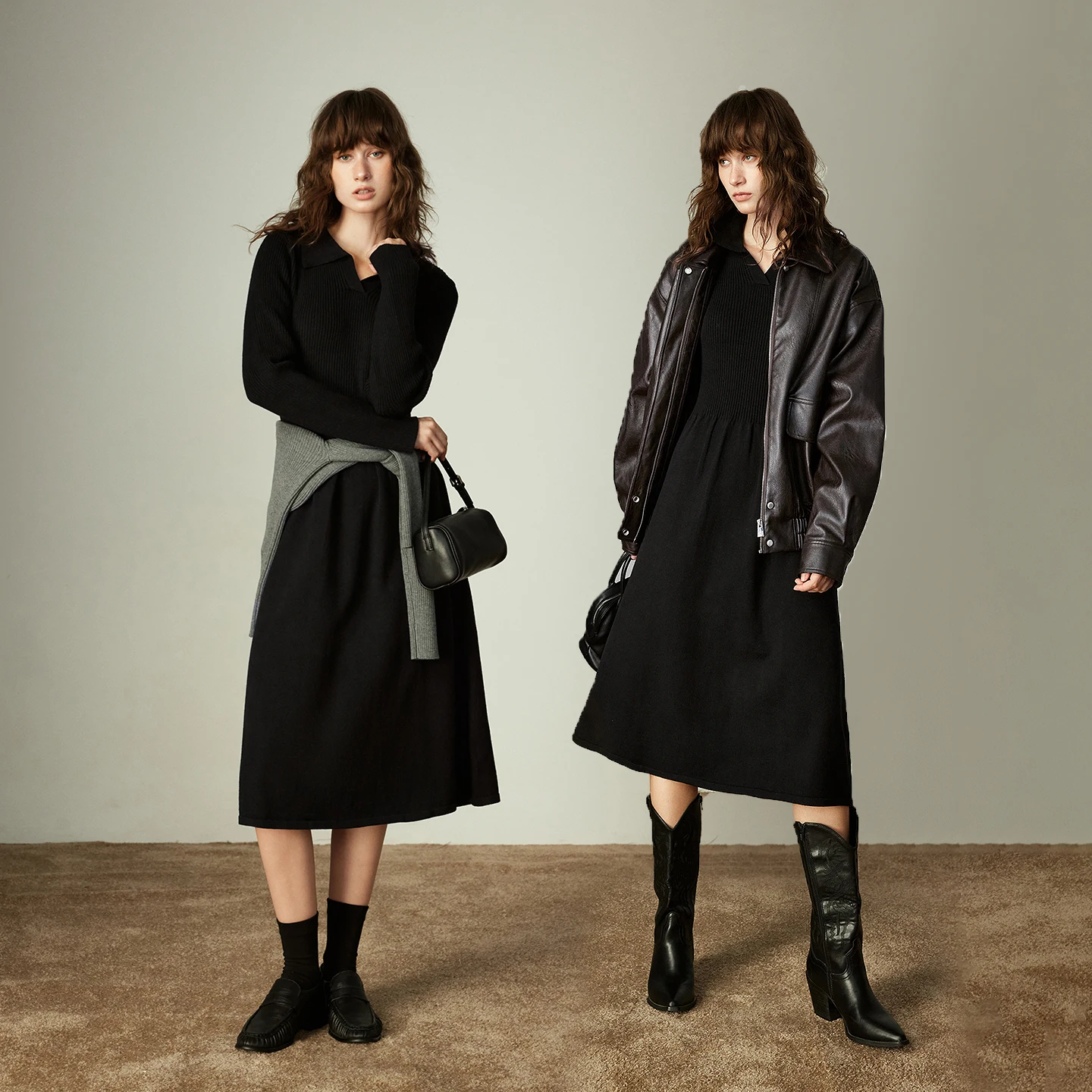 TOYOUTH femmes robes 2025 hiver nouvelle couche de Base robe noire coupe ajustée Figure-flatteur bureau robe tricotée