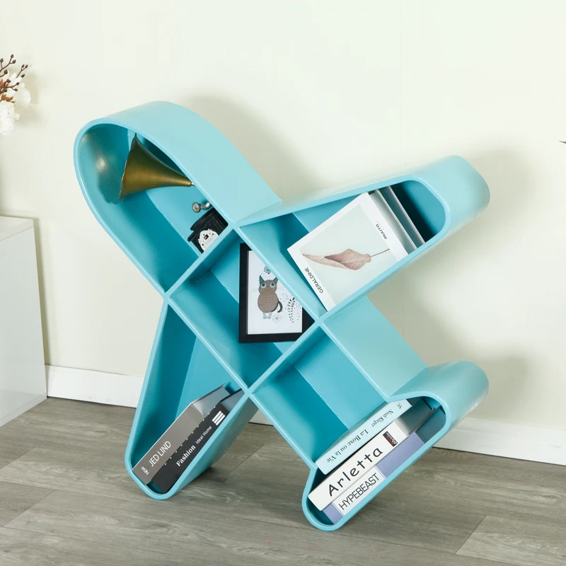 Iron art wall mounted bookshelf for children's desktop storage and organizing creative airplane shaped shelves