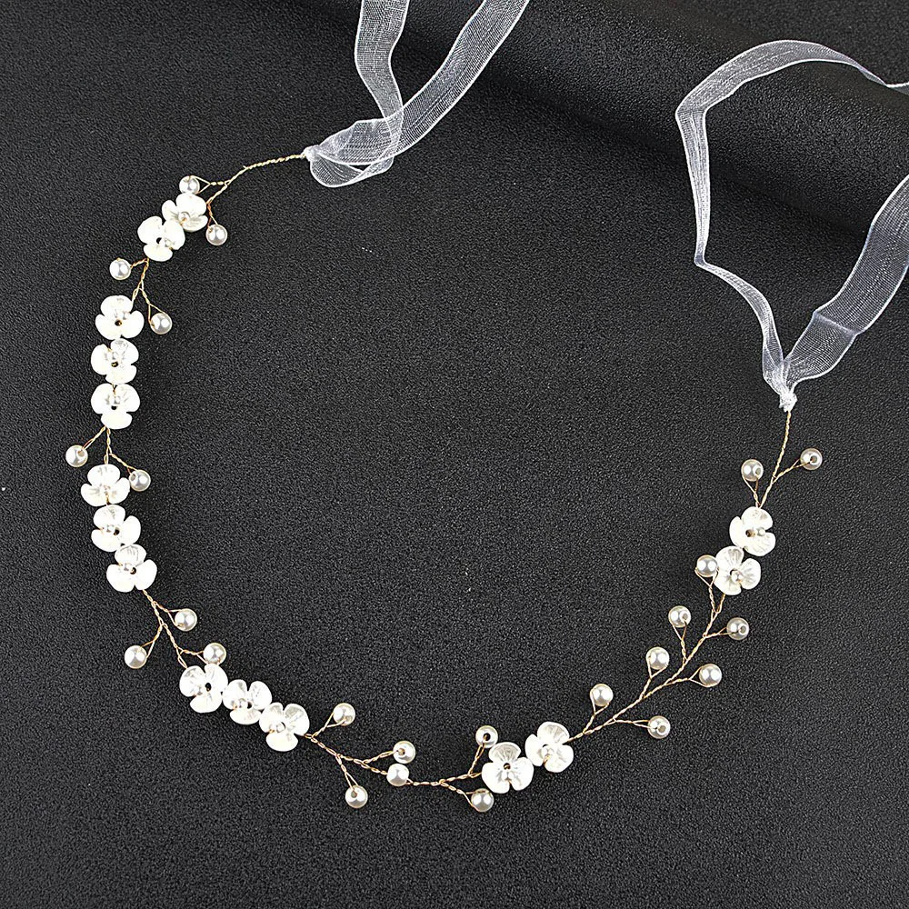 Elegant Flower Pearl Wreath Headband Bride Wedding Dress Accessories Garland Headdress Bride Hair Band Hairvine Wedding Jewelry