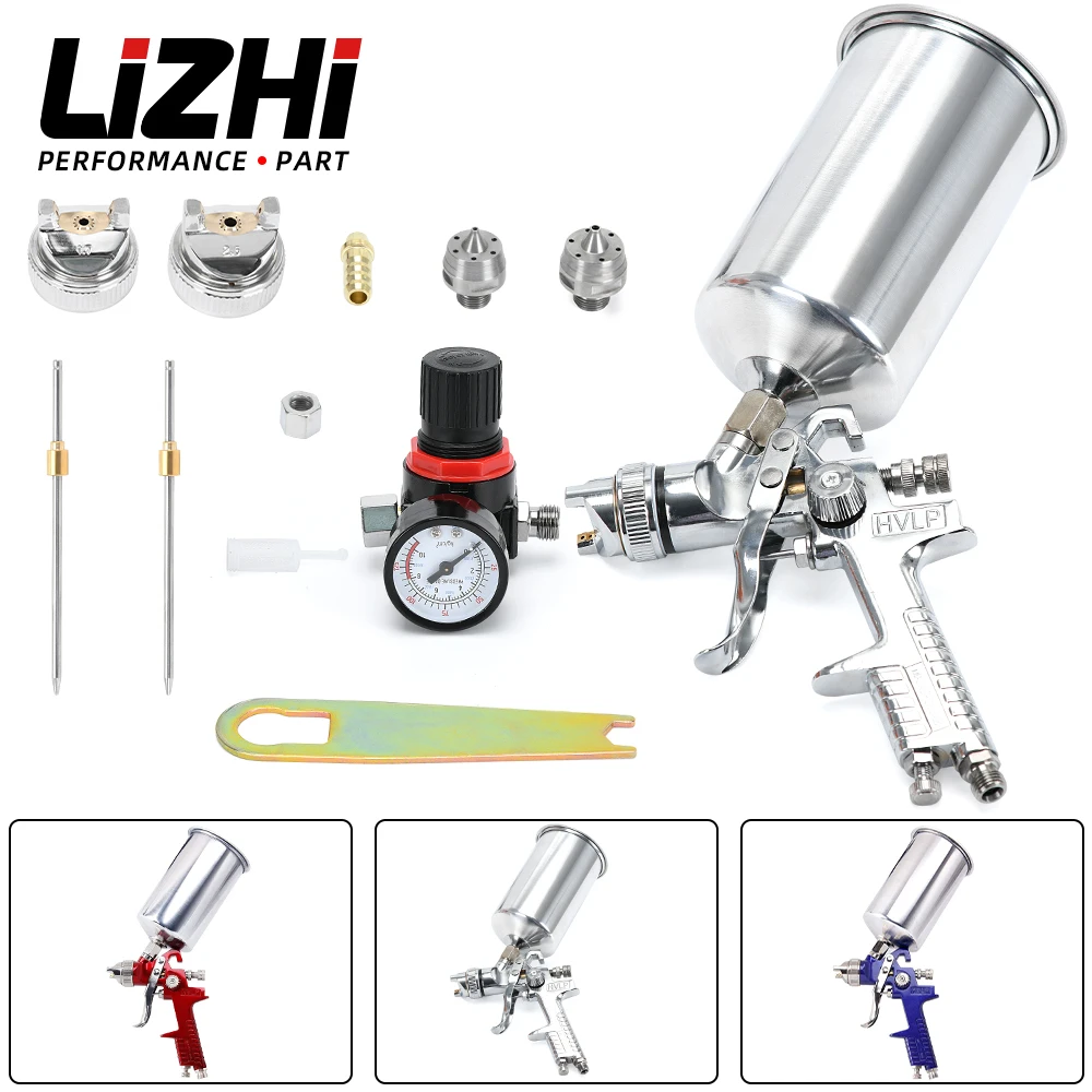 2.5mm Professional HVLP Spray Gun HVLP Gravity Feed SPRAY GUN Kit With Regulator Paint Primer Metal Flake 1L DIY Spray Paint Kit