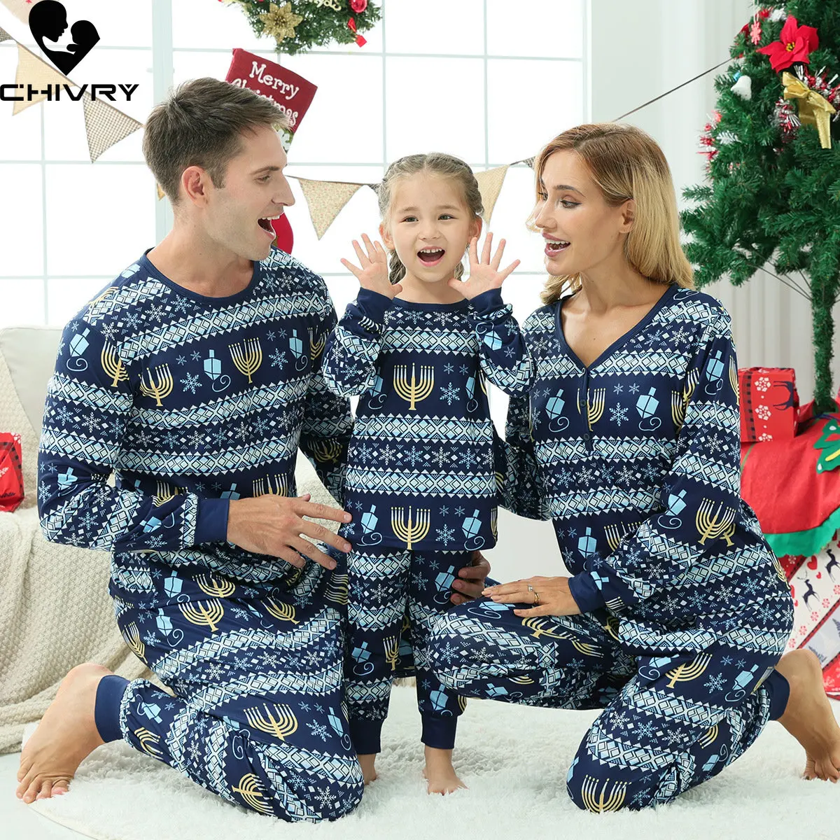 

Christmas Pyjamas Family Matching Outfits Father Mother & Kids Baby Xmas Sleepwear Mommy and Me Pajamas Set Clothes Tops+Pants