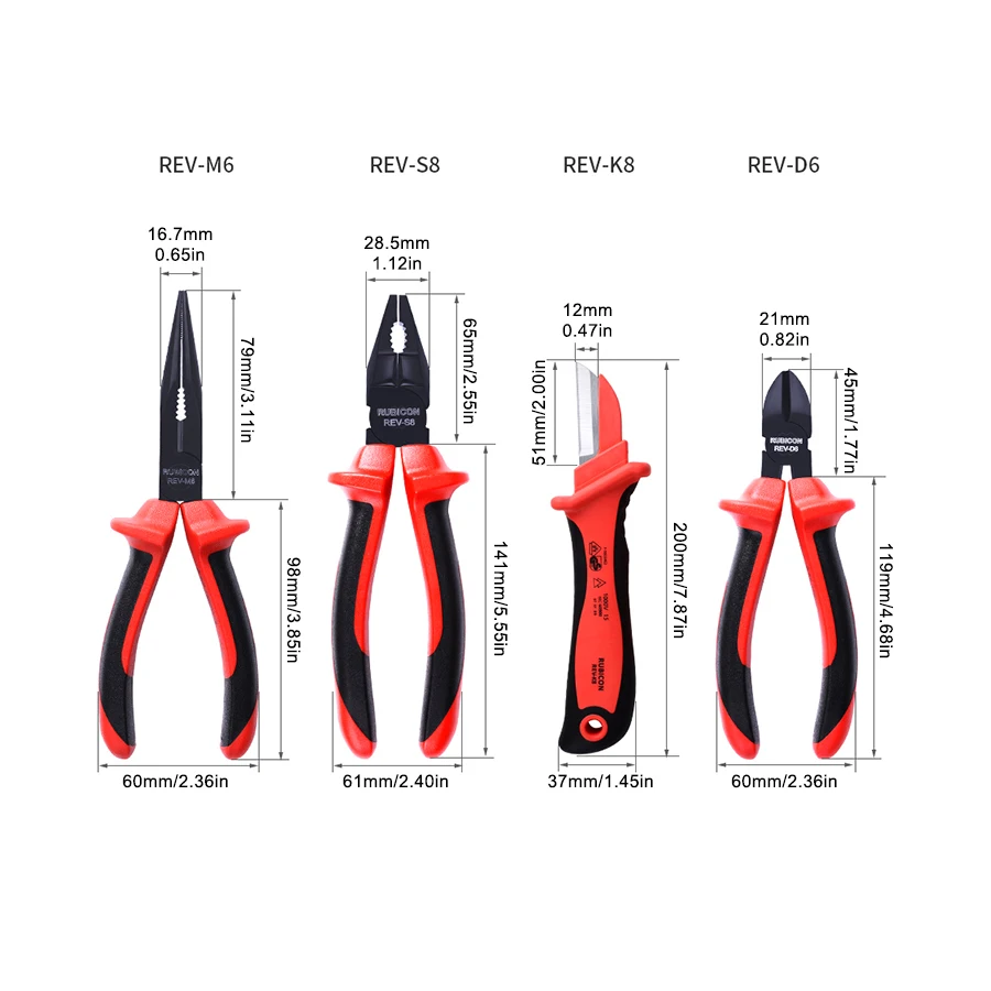 Japan RUBICON 14 PCS VDE Insulated Pliers Screwdrivers Set with Tool Kit 1000V Electrician Repairs Tool Set  NO.REV-14