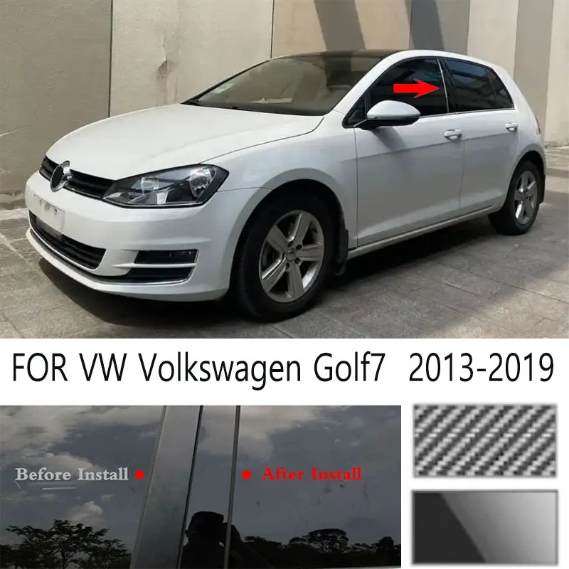 

For VW Golf7 2013-2019 Glossy Black Window Door Column B C Pillar Post Cover Trim Auto Sticker Styling