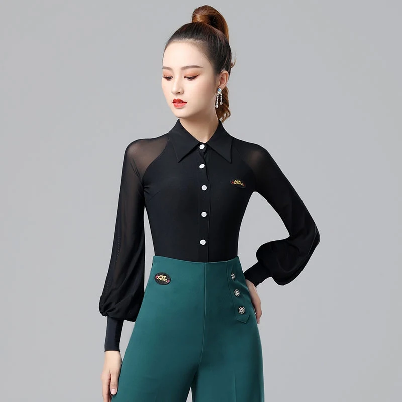 2025 ผู้หญิงโมเดิร์นเต้นรําโคมไฟตาข่ายเสื้อJumpsuit Chacha Rumba Tango Danceชุดเต้นรําละตินเครื่องแต่งกายสวมใส่DN21034