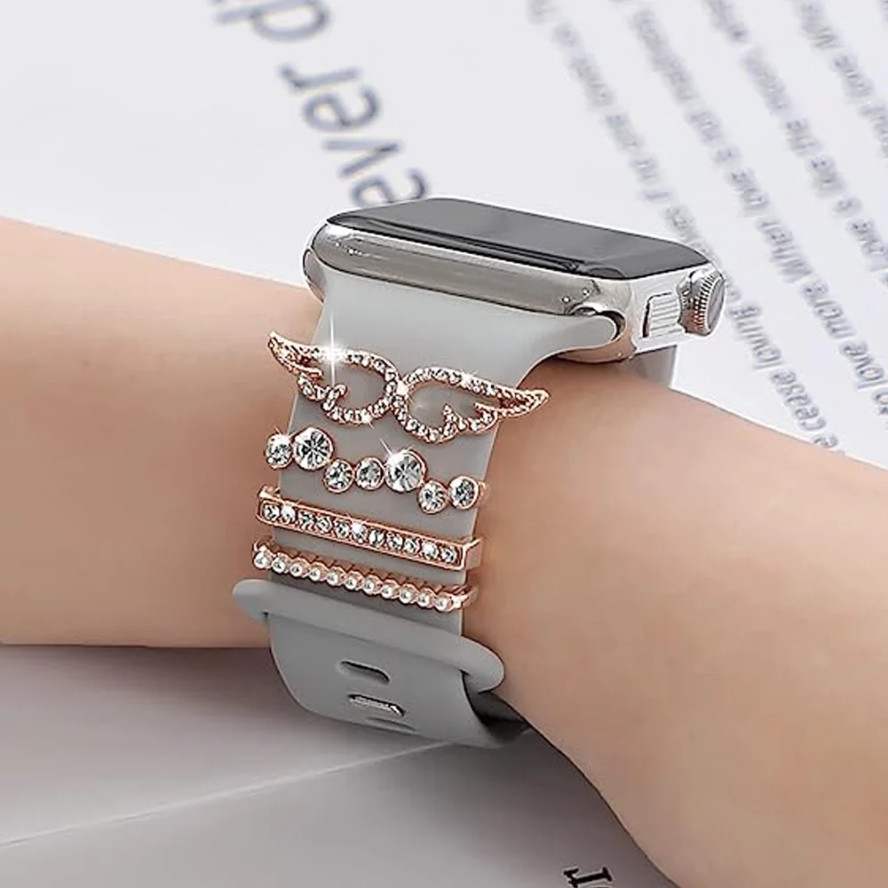 삼성 화웨이 스마트워치 액세서리, 애플 워치 밴드 8 용 다이아몬드 쥬얼리 참, 시계 스트랩 장식, 20mm, 22mm