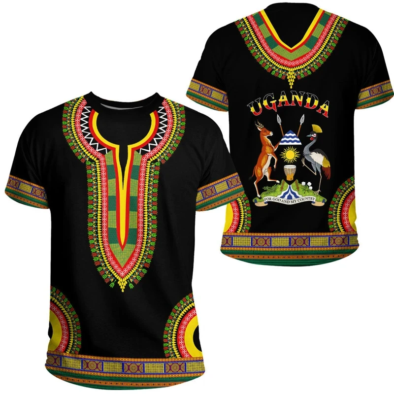 Uganda Flag Map 3D Printed T Shirt For Men Clothes Africa Country T-Shirt National Emblem Tshirt Fashion Sport Jersey Male Tops