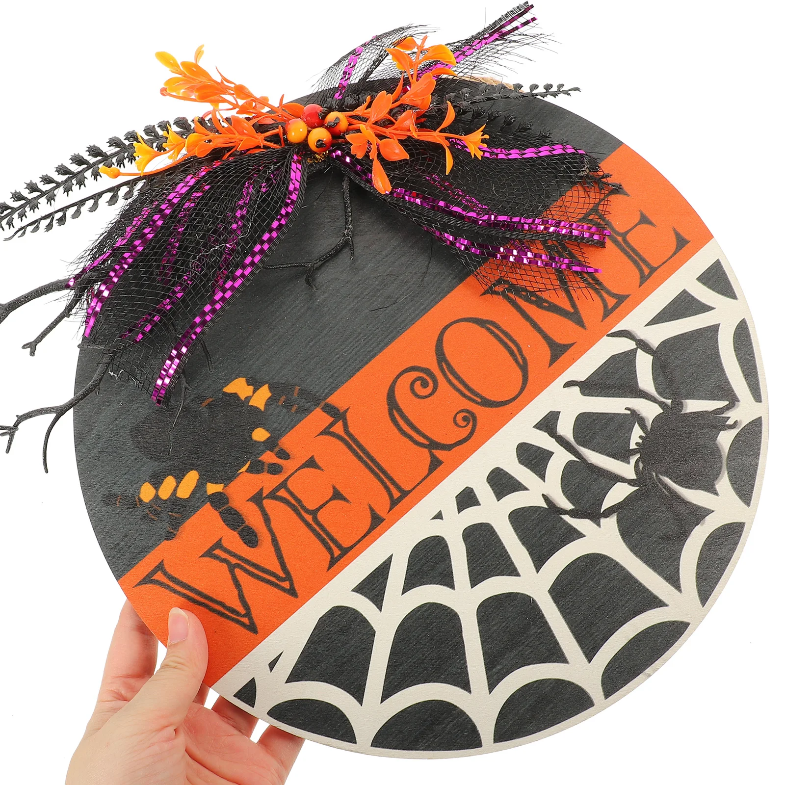 

Wooden Spider Welcome Hanging Decor Prop Outdoor Indoor Front Halloween Decoration Wood Door Sign Home Decor Gift