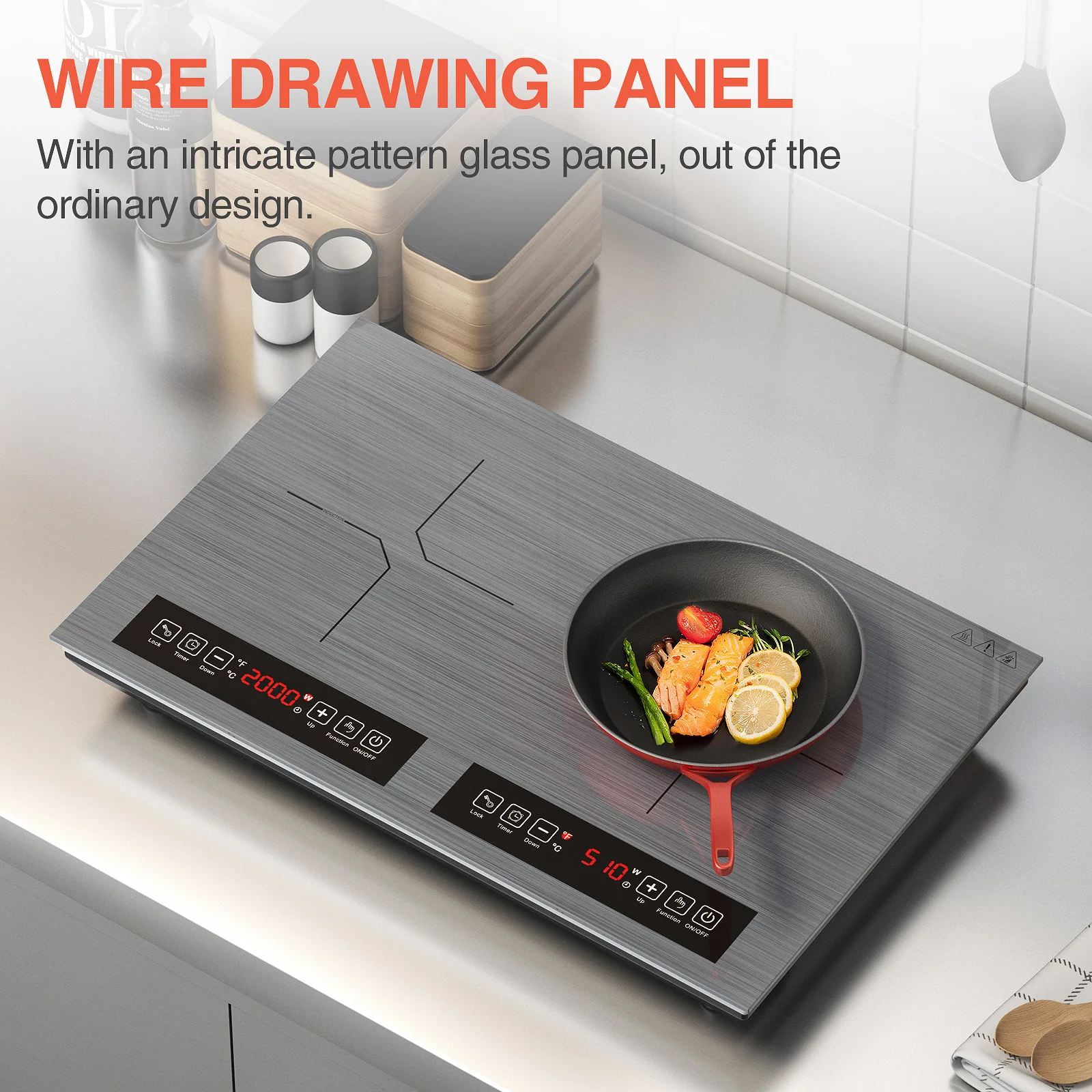 طباخ التعريفي عالي الطاقة منزلي H66 موقد مزدوج سلك نحى لوحة كريستال سوداء موقد متكامل غلاية حريق #3