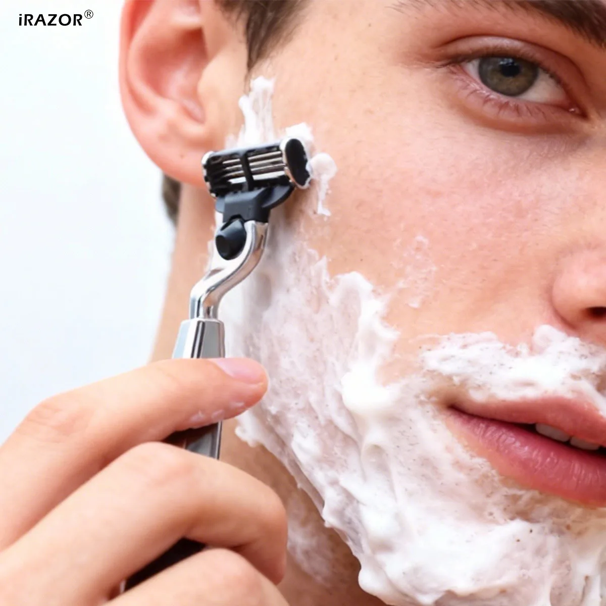 iRAZOR 3-Blade Manual Safety Razor for Men Compatible with Mach 3 Cartridge Square Beard Shaver Shaving Accessory Barber Quality