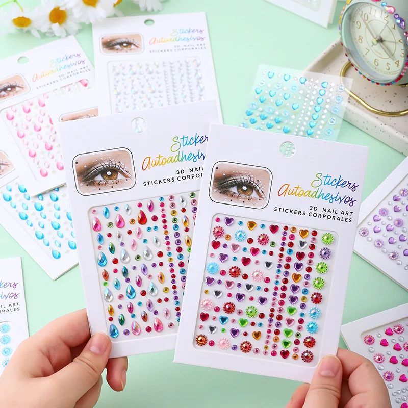 

DIY Face Jewelry Sticker Diamond Gemstone Eye Shadow Sticker Holiday Party Jewels Decoration Body Makeup Nail Art Adhesive Kids