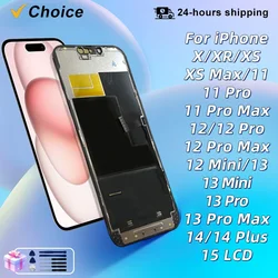 Choice For iPhone 12 Pro Max 13 14 Plus 15 PRO Display Digitzer OLED For X XS 11 12 13 Pro MAX 12 Mini Display 13 Mini LCD