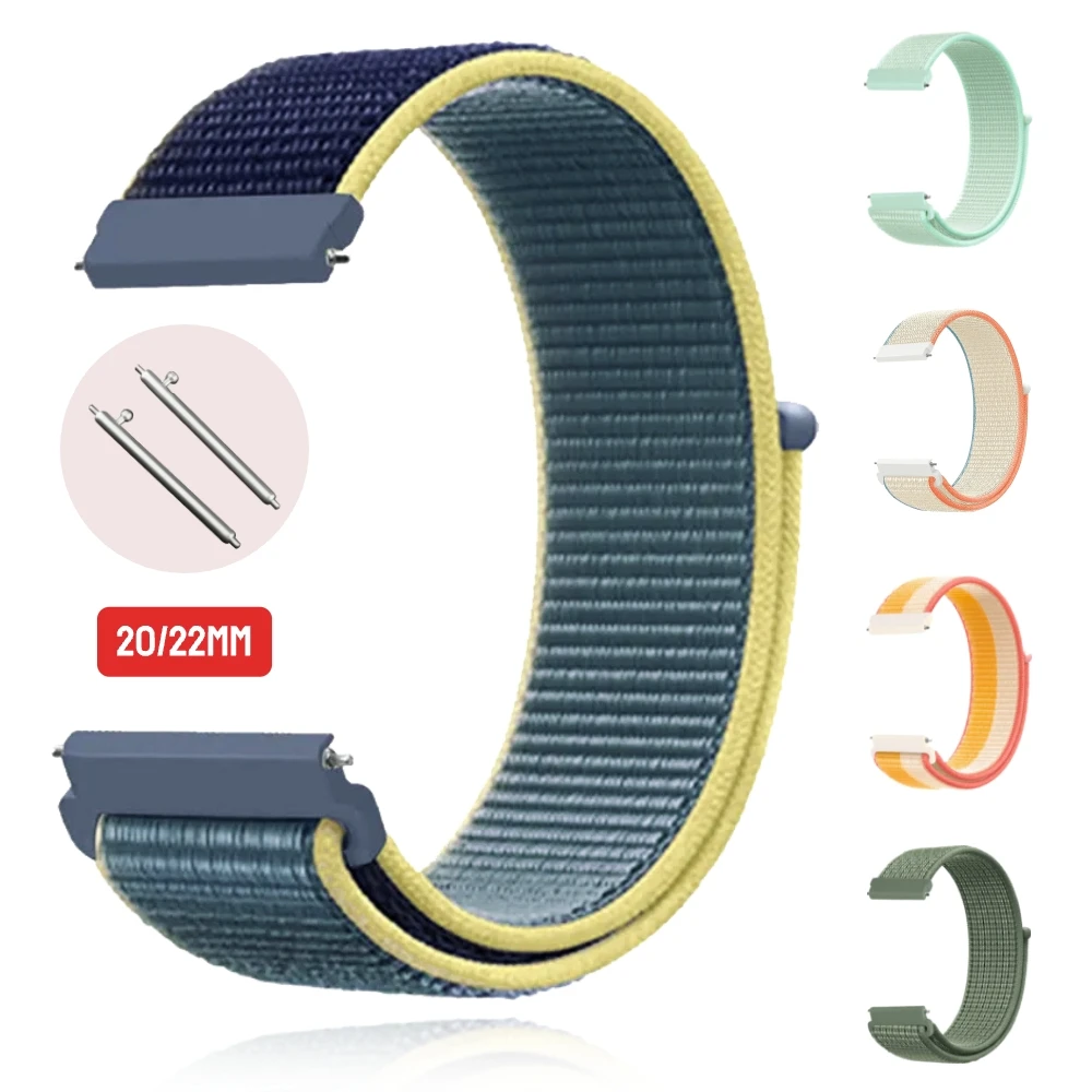 Nylon Loop Band For Samsung Galaxy Watch 6/5/Pro/4/Classic/Active 2 43-47-44mm 20mm/22mm Sport Bracelet Huawei Gt 4/2/E/3 Strap