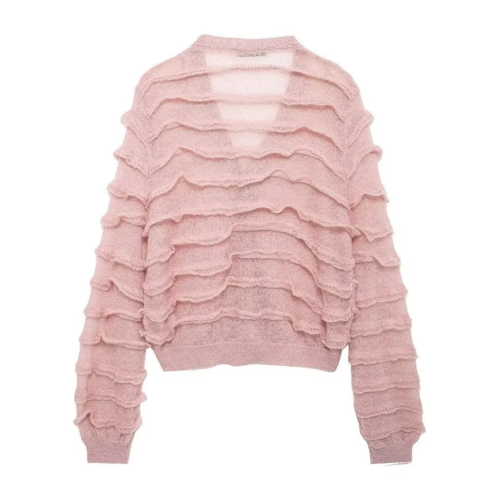 

Women's Knitted Coat Autumn Fashion Temperament Laminated Decorative Design A35591 Style for Ladies