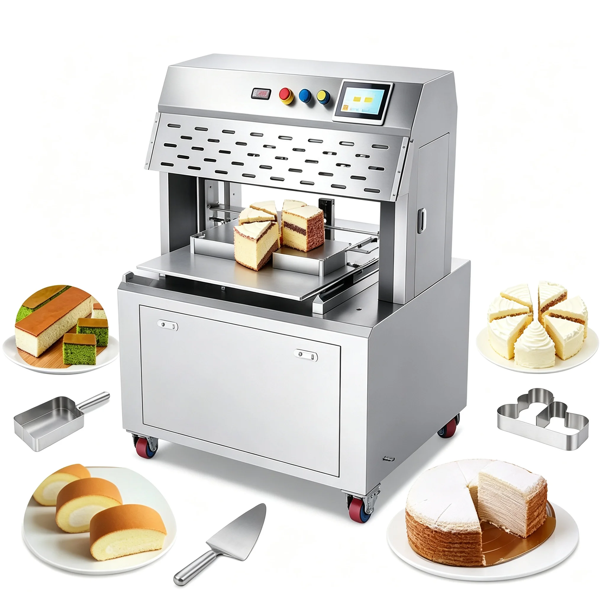 Cake Cutting Machine Auto Slicing Equipment Adjustable Tray for Multi‑Shape Cheese Layer Roll Cake Cutting Custom