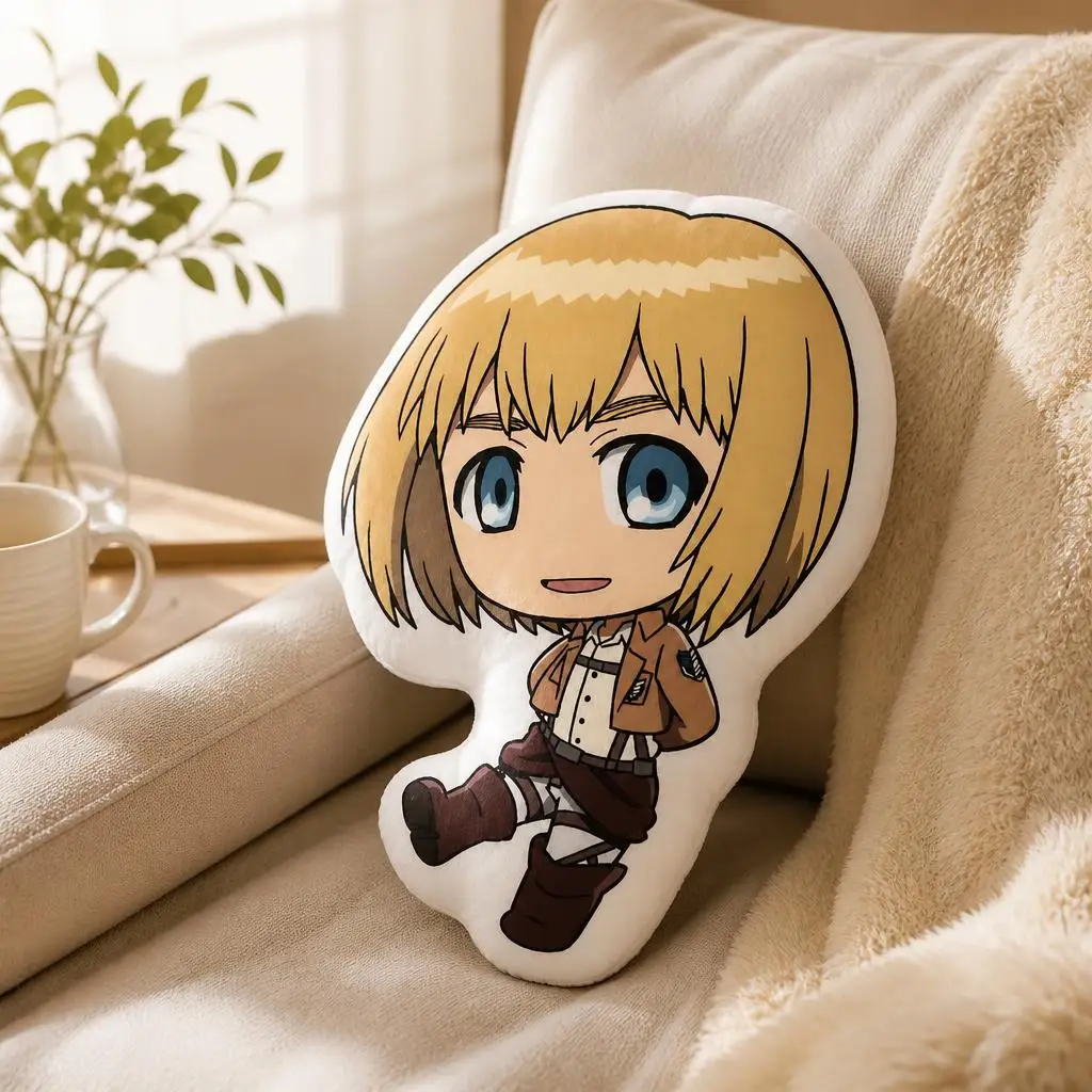 Armin Arlert Chibi Sitting Pose AOT Anime Plush Pillow Cushion Irregular Stuffed Throw Pillow Home Decor Gift Sofa Bed Couch