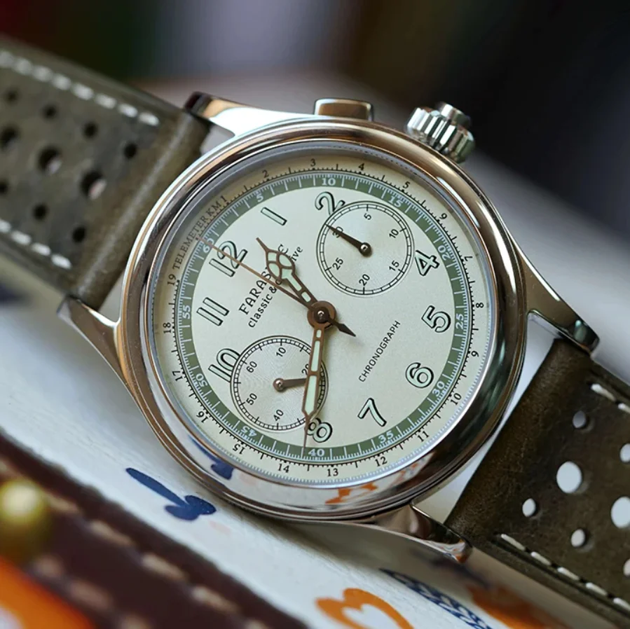 

FARASUTE Мужские часы с хронографом 40 мм Спортивная панда с ручным заводом Светящиеся механические наручные часы с сапфировым зеркалом ST19 Mov.