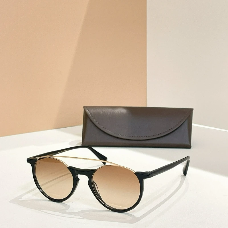 Качественные винтажные круглые солнцезащитные очки с двойным мостом, модные мужские и женские черные оправы с градиентными линзами, модные солнцезащитные очки UV400