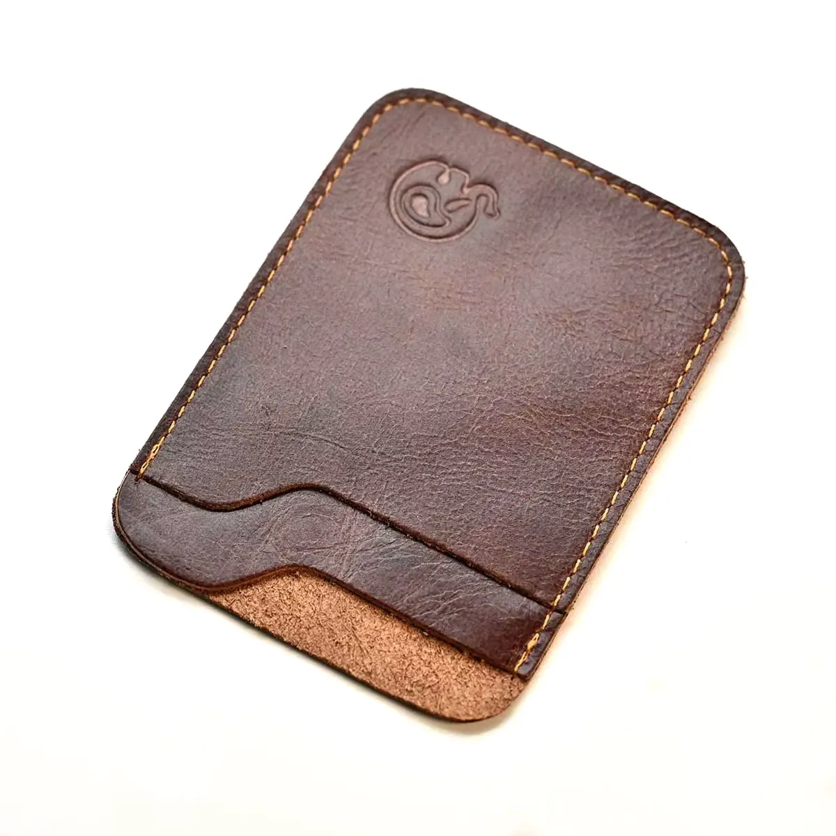 Slim Leather Card Holder Front Pocket Wallet (9.8x7cm) with 2 Card Slots - Genuine Leather Minimalist Card Wallet for Cards