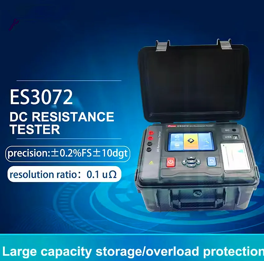 ES3072 20A Four-Wire Method Blue-tooth DC Resistance Tester 10.0uΩ-1000KΩ Inner Printer Transformer Switch Motor DC Test Meter