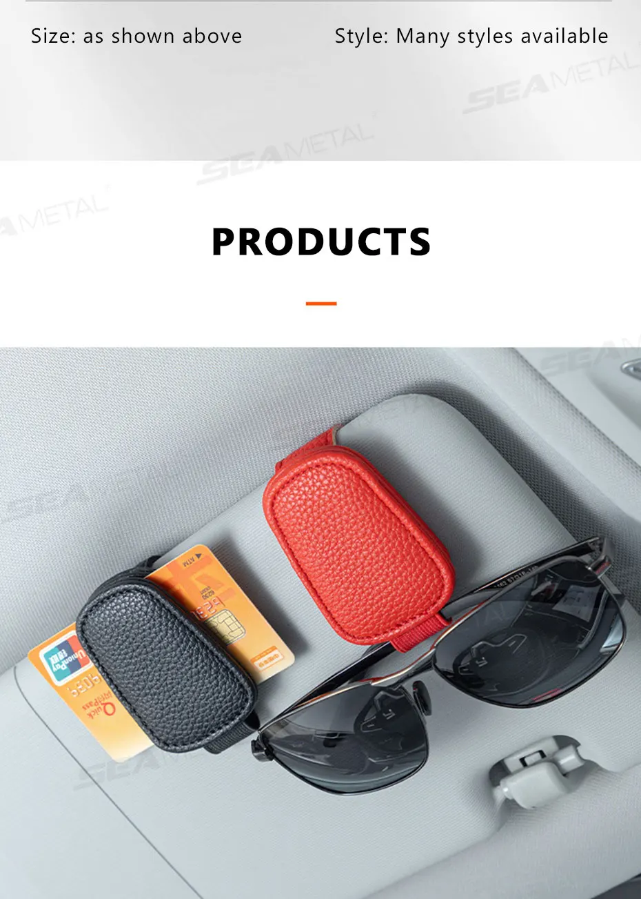 SEAMETAL Brillenclip aus Kunstleder, multifunktionaler Sonnenblenden-Brillenclip, magnetischer Sonnenbrillenhalter für Autozubehör – Detail 9