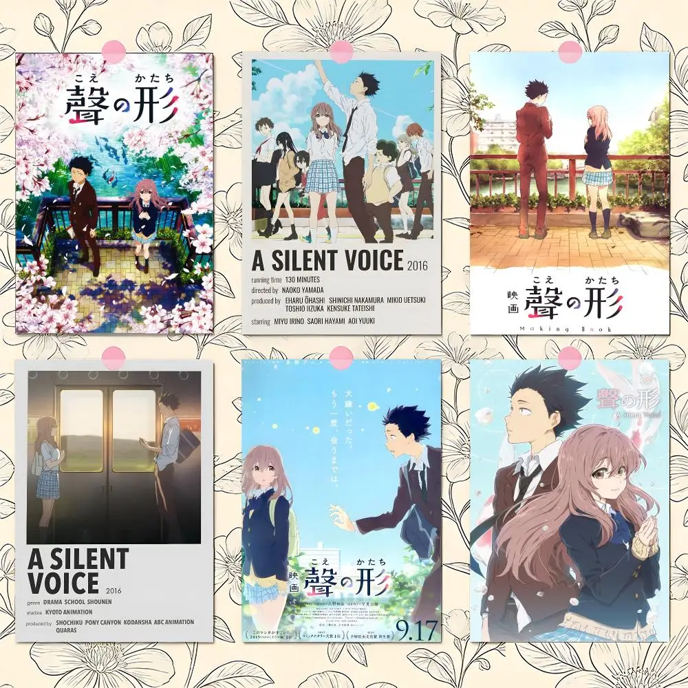 Anime Movies S-Silent Voice Poster Matte Self-Adhesive Wall Art Print Living Room Bedroom Home Decor