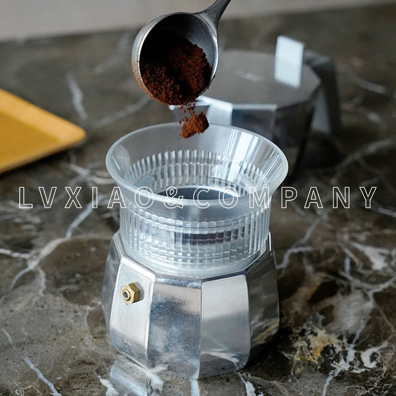 3/4/6 Cups Moka Pot Tamper Rotary Powder Dosing Ring Coffee Distributor Leveler Espresso Tool 55MM/60MM Fit for Most Moka Pot