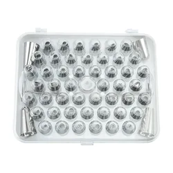 Complete Cake Decorating Set with 55 Stainless Steel Piping Tips, Coupler, Flower Nails, and Storage Box