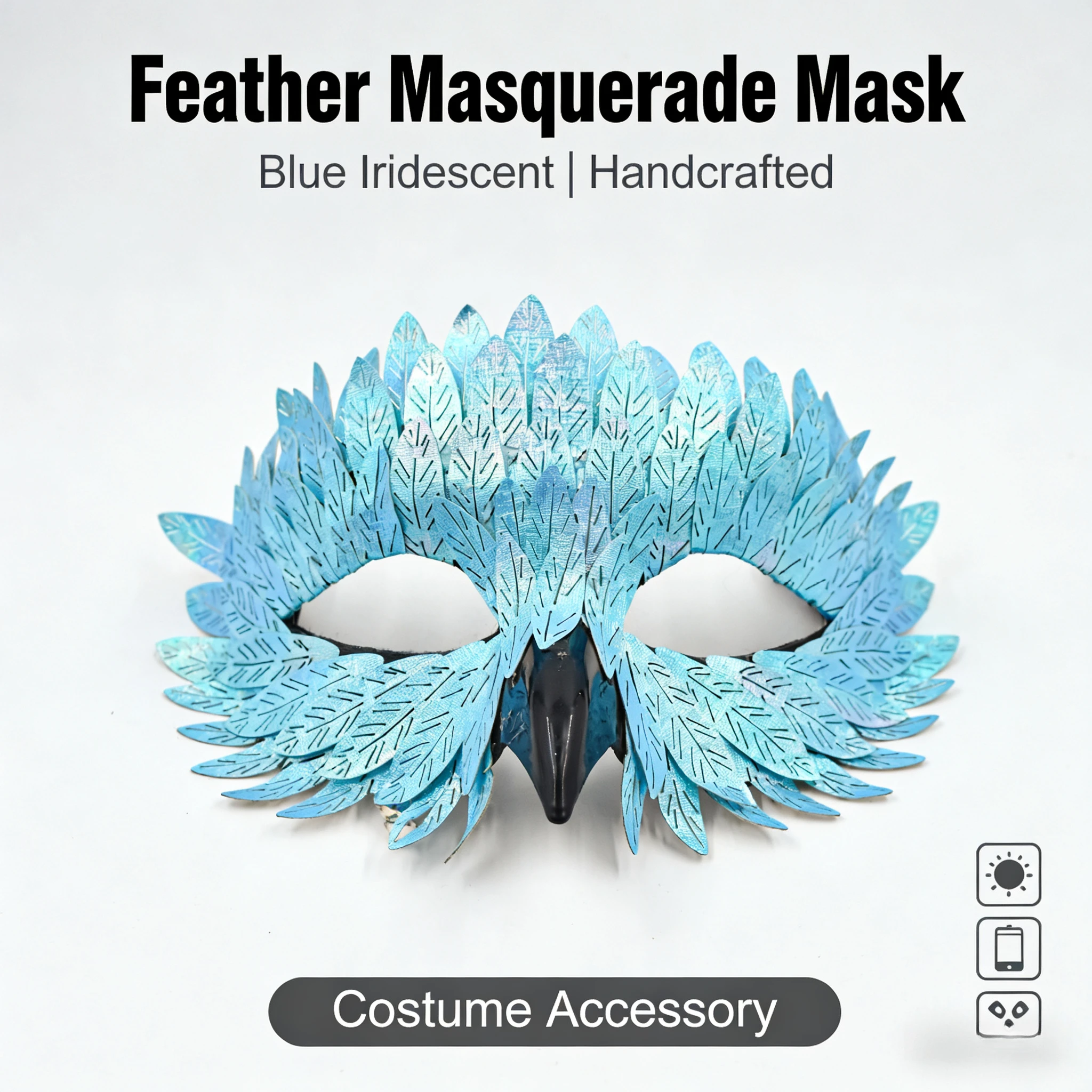 

Exquisite Bird-Beak Mask for Masquerade Carnival Black Half-Face Owl Feather Mask