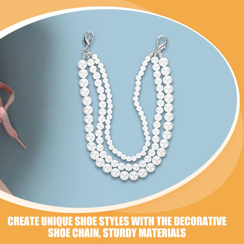 

1 Pair Pearl Chains Decorative Accessories for Sneakers White K Stylish Fashionable Chain Jewelry Sturdy Materials Shoe Charms