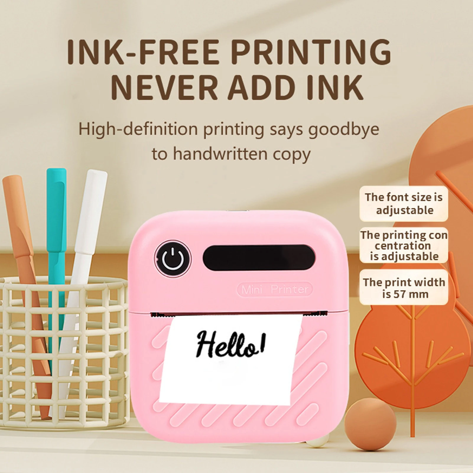 Thermal Label Printer Thermal Sticker Printer 200DPI APP Control Portable Inkless Bluetooth Sticker Maker for Study Notes Labels