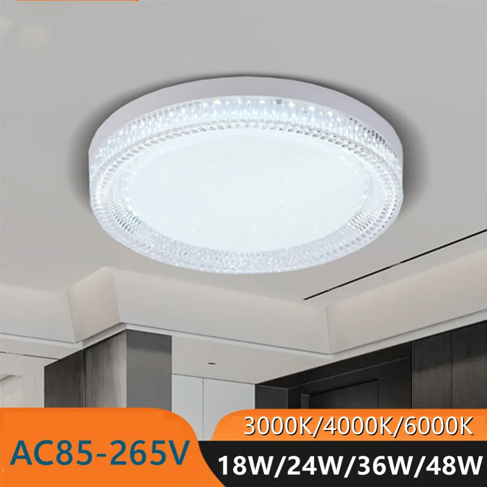 

Modern Led Ceiling Lamp Crystal Circle Square 18W 24W 36W 48W Ceiling Lights For Bedroom Living Room Decoration Voltage 85-265V