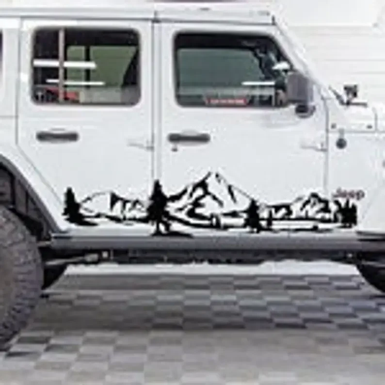 

Полносторонняя меншая гора с наклейкой в длинную полоску с деревьем, 2 шт.