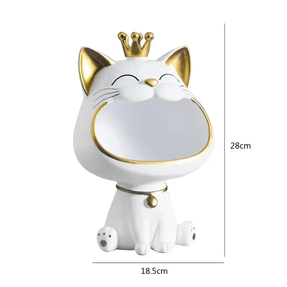 Lucky Cat Sculpture Entrance TV Cabinet Key Jewelry Storage Table Decoration Gift Belt Tray Home Art Statue Storage Ornament