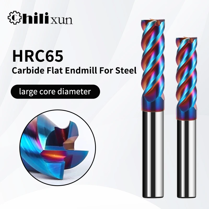 HILIXUN 합금 카바이드 엔드밀 CNC 절삭 공구, 텅스텐 스틸 밀링 커터, HRC65, 4 플루트