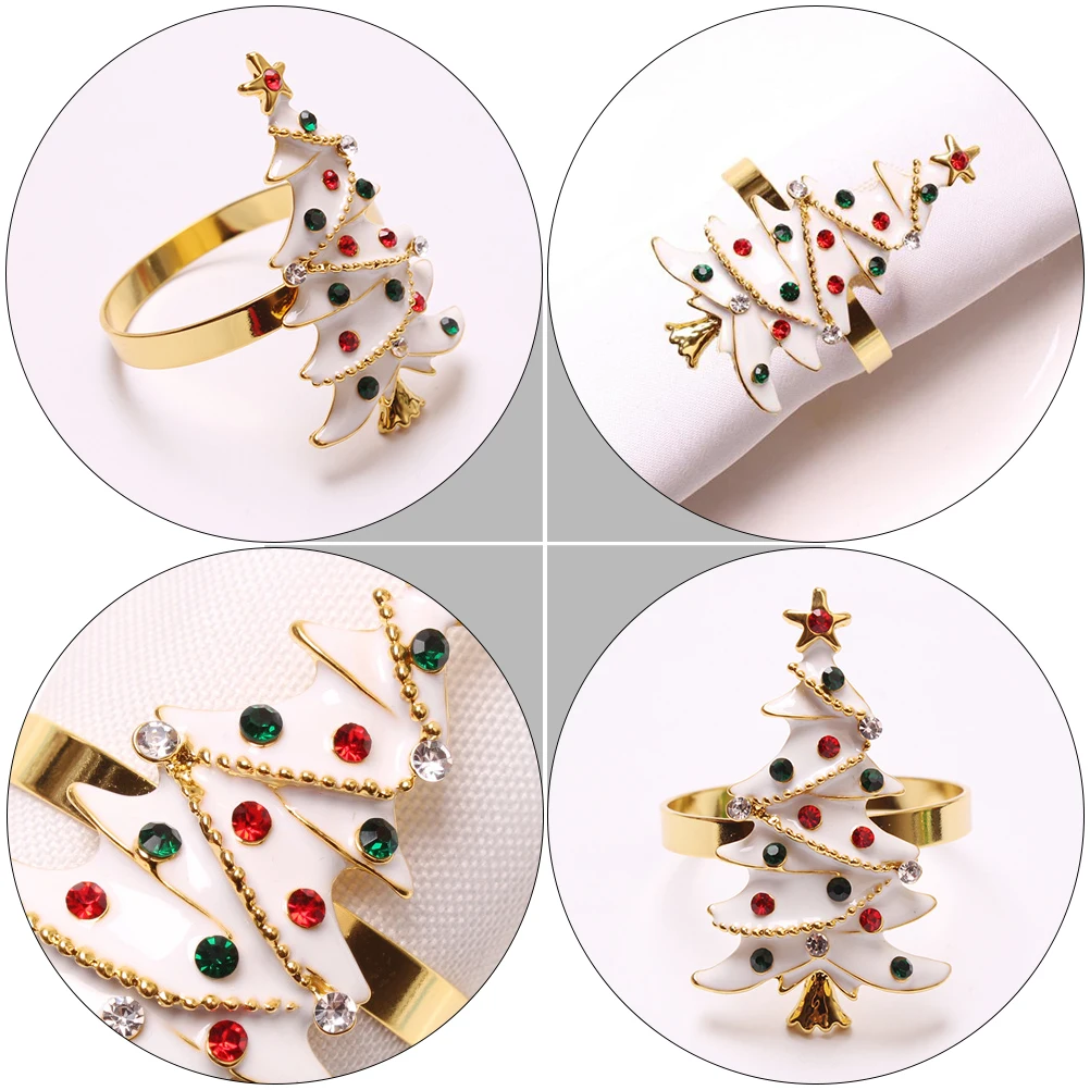 

4Pcs Napkin Rings Dinner Table Decor Hotel Buckle Xmas Party Holders Napkin Buckle Dining Decorations Zinc Alloy