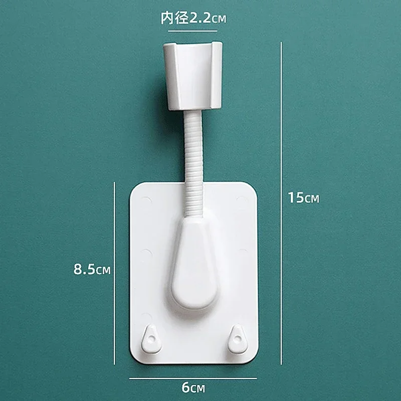 360° Wall Mount With 2 Hooks Stand SPA Bathroom Universal ABS Shower Head Holder Adjustable Self-Adhesive Showerhead Bracket