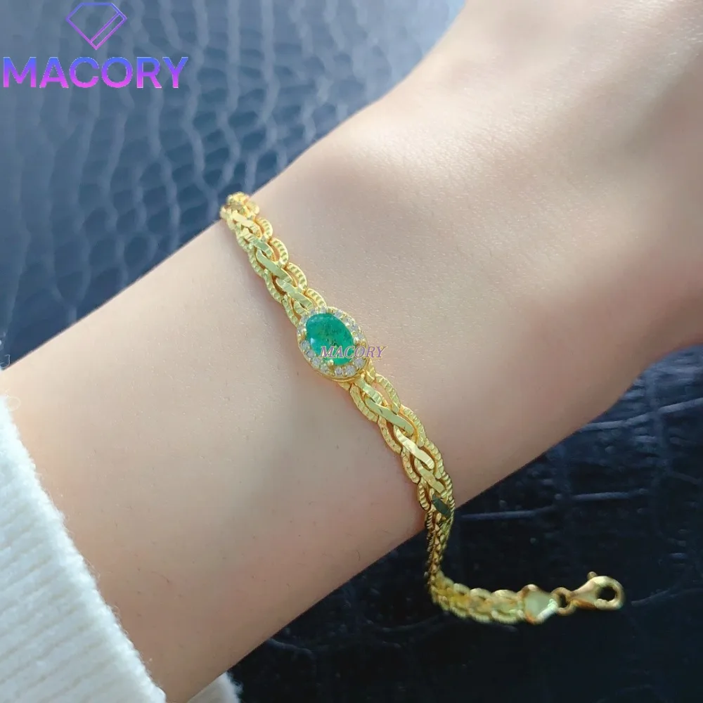 Luxury natural emerald women's bracelet 925 sterling silver symbolising kindness eternity and high-quality an ideal gift choice
