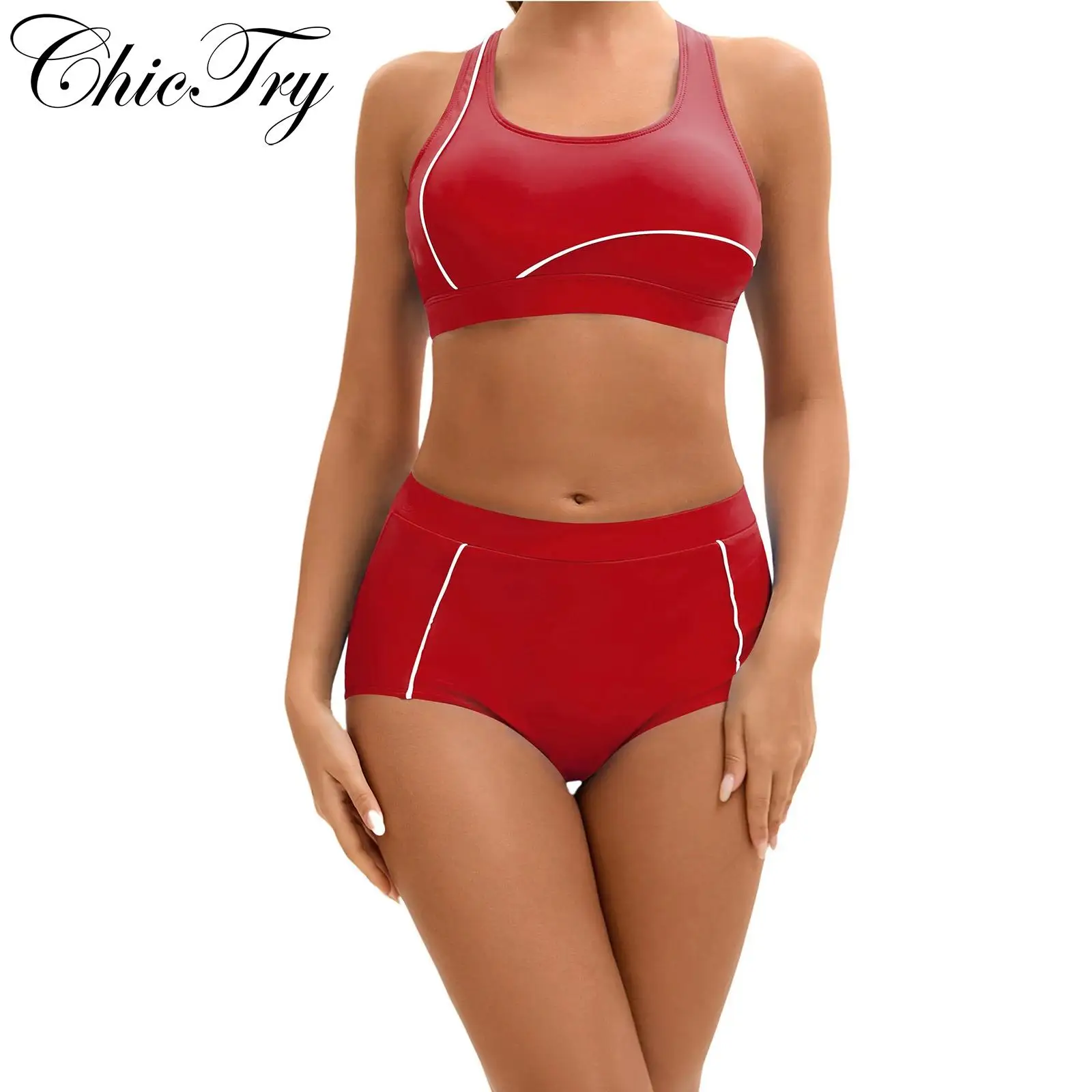 

Womens Swim Sets Athletic Swimsuit Chest Pads Tank Top Swim Tops and Bottoms Suit Sport Swimwear Outfits Rash Guard Bathing Suit