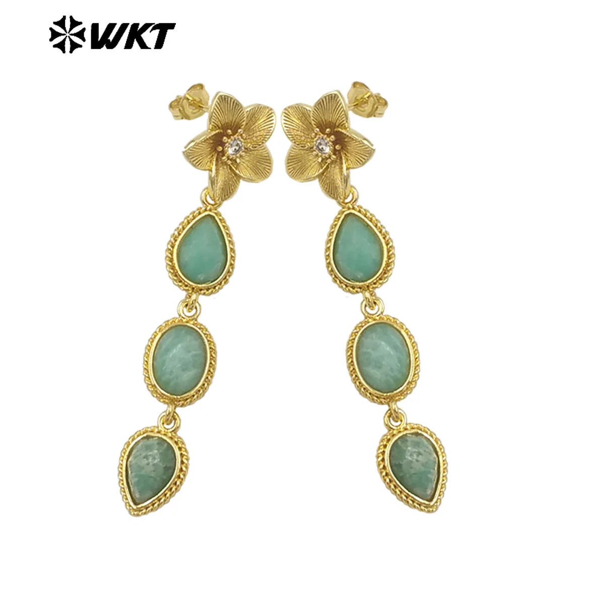 WT-E758 WKT Fashion Style Shape Earring With 18K Yellow Gold Planted For Women Perfect Daily  Decoration