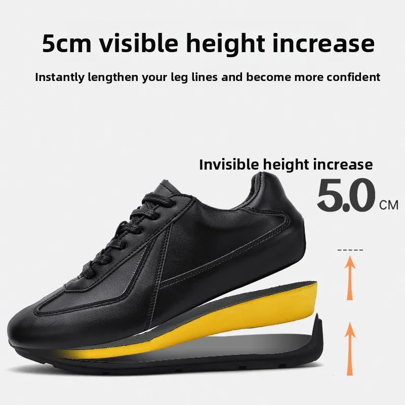 Hidden 5CM Height Boost Elevator Sneakers Soft Upper Anti‑Slip Wear‑Resistant Lightweight Comfort Daily Walking Sport