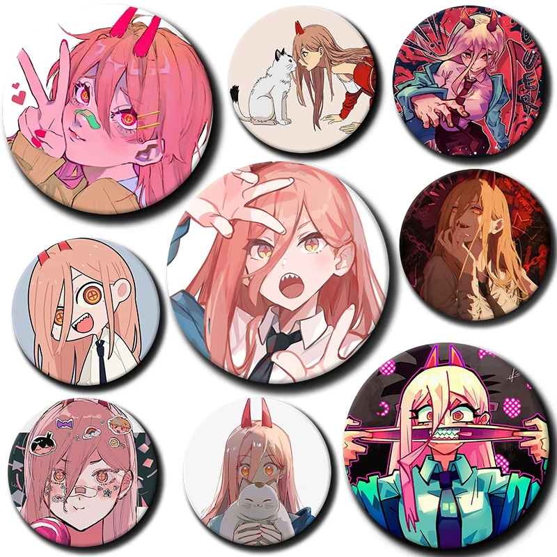 58mm Cartoon Character Power Button Pin Anime Role Power Brooch Creative Badge for Backpack Clothes Decoration Gift