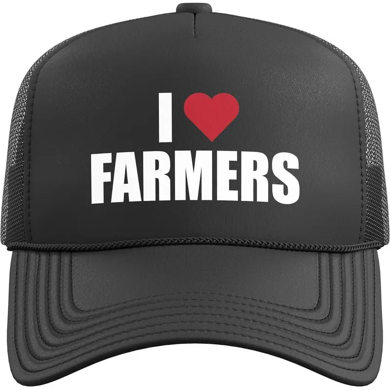 I Heart, I Love Farmers Trucker Hat With Adjustable Mesh Back