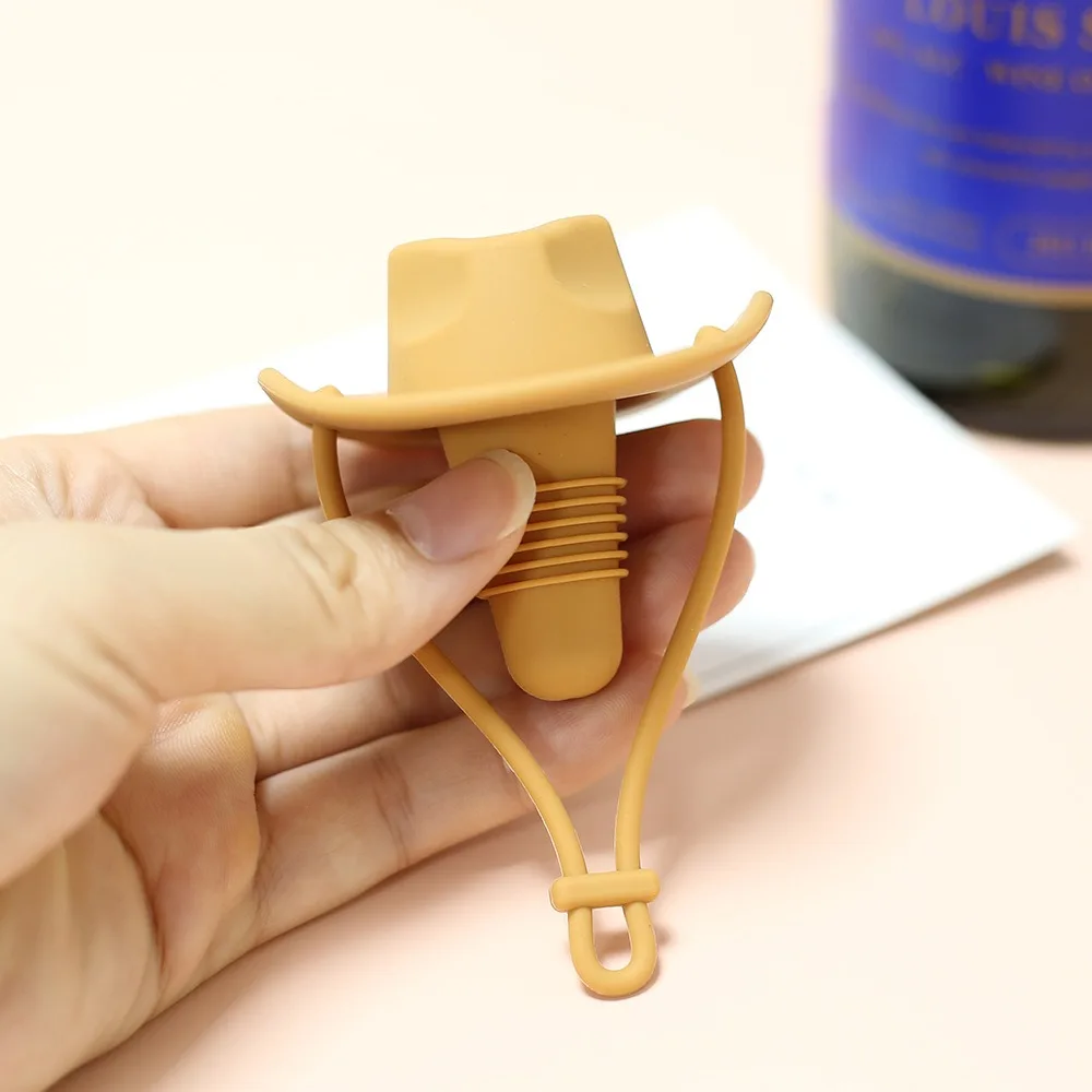 

Creative Silicone Cowboy Hat Wine Stopper Reusable Fresh-keeping Champagne Bottle Stopper Leak-Proof Wine Bottle Plug Party