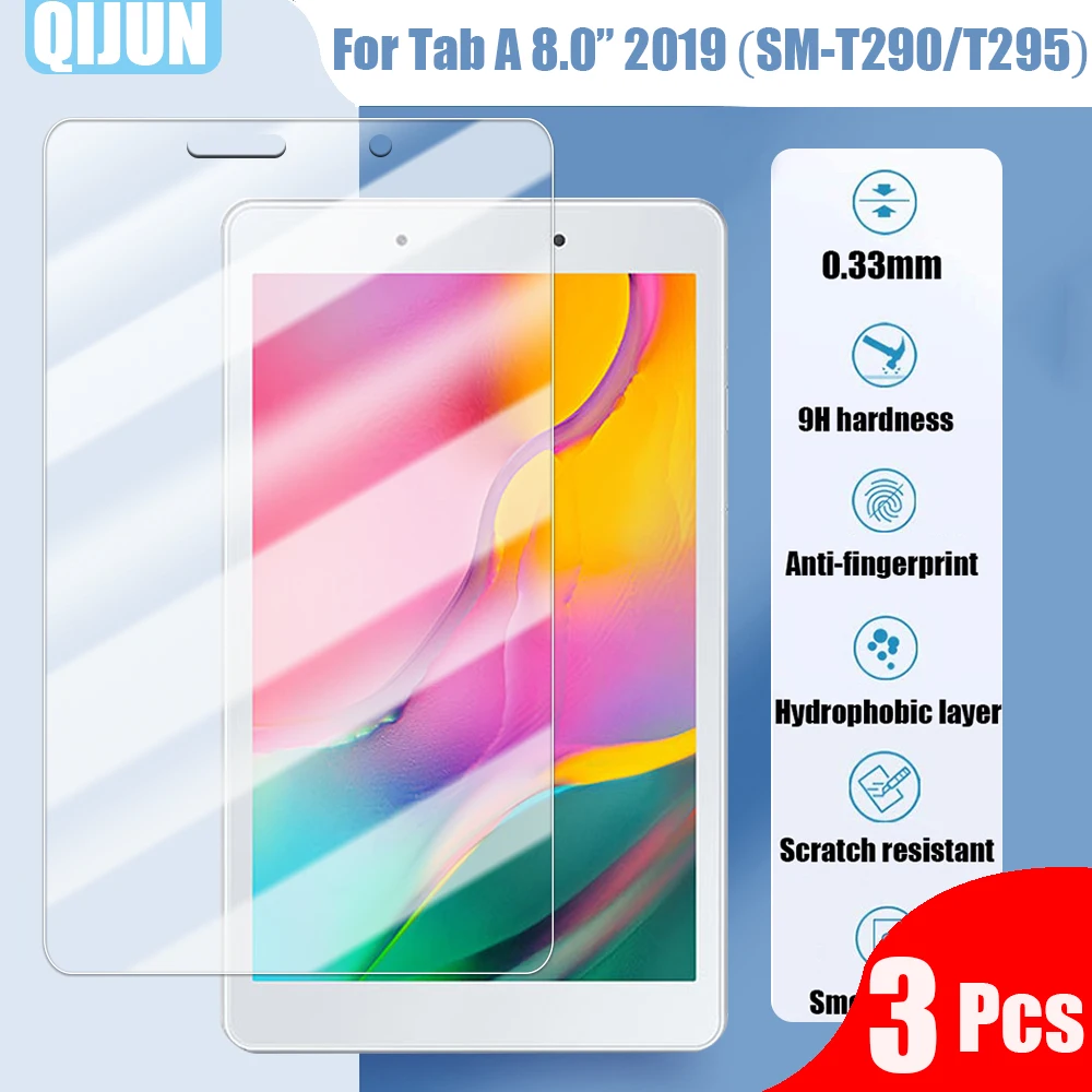 

Tablet Tempered glass film For Samsung Galaxy Tab A 8.0" 2019 Explosion proof and scratch Anti fingerprint 3 Pcs SM-T290 T295