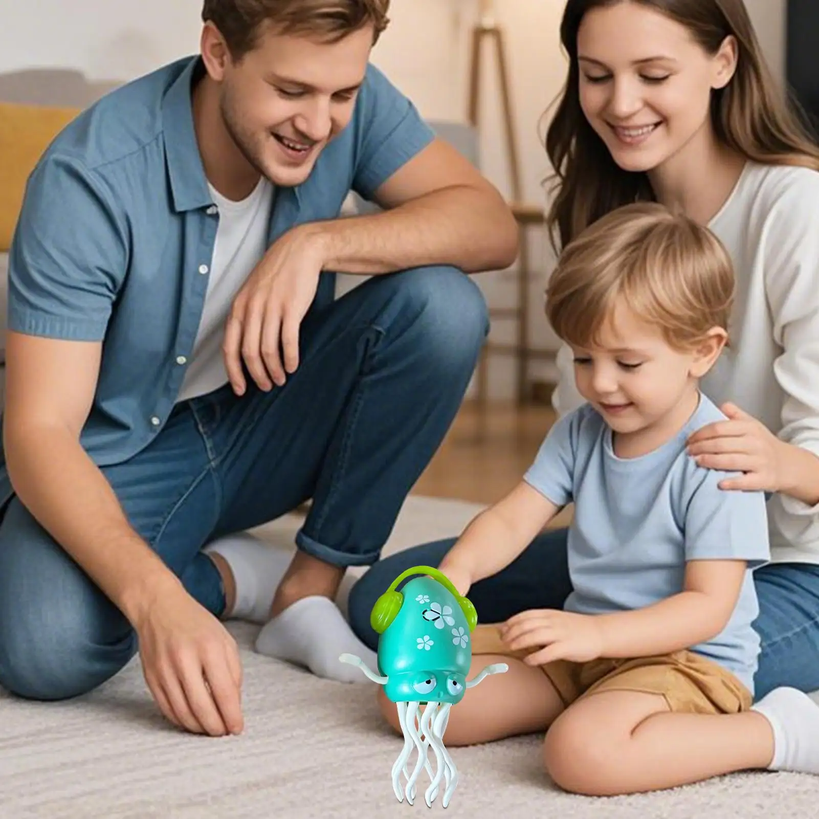 Juguete de pulpo para gatear, pulpo de acción de desarrollo con luz LED y juguete interactivo musical para escuela, aula, jardín de infantes