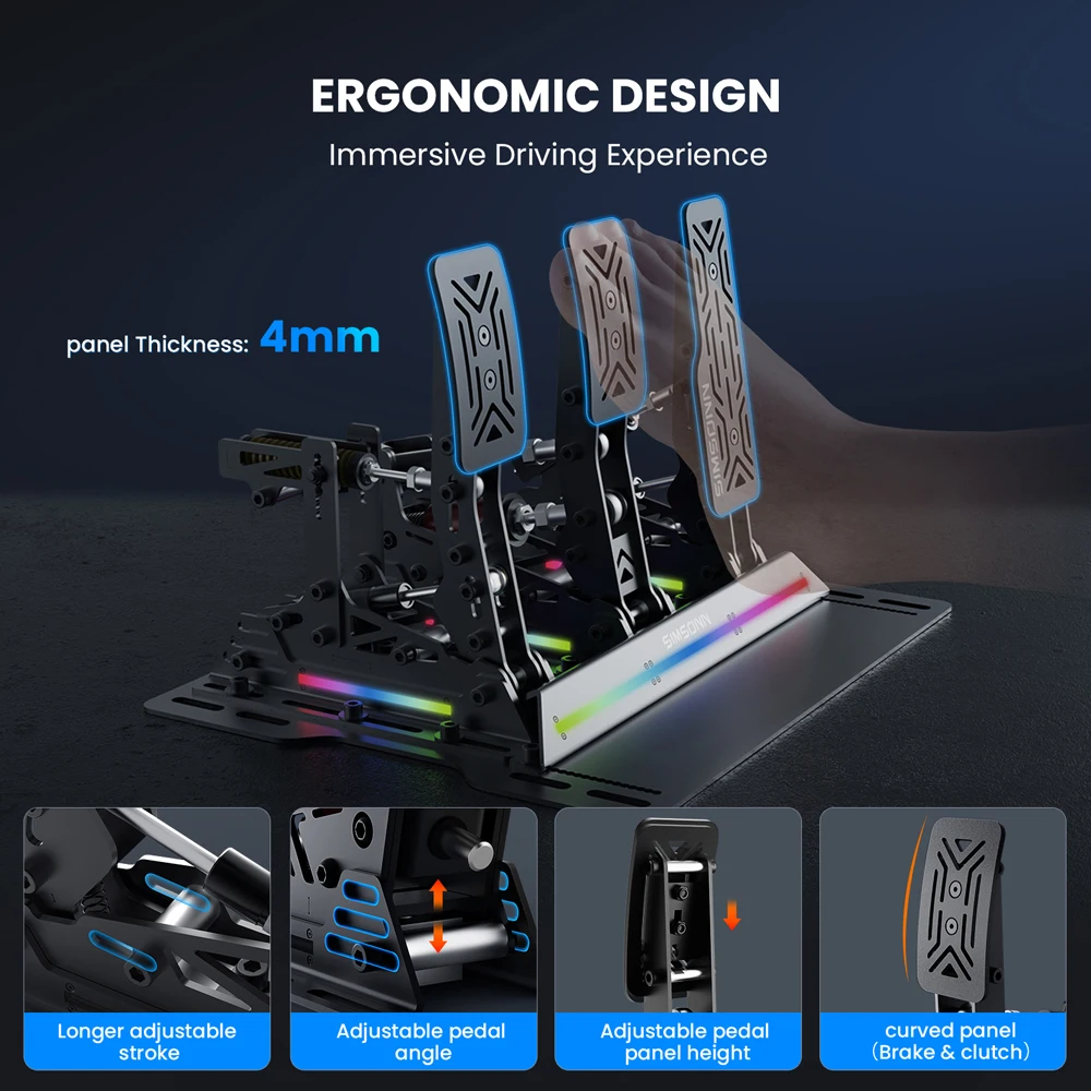 Wysokiej precyzji czujnik wyposażony w nowy design pedałów do gier Kierownica kompatybilna z symulacją prawdziwego jazdy na PC