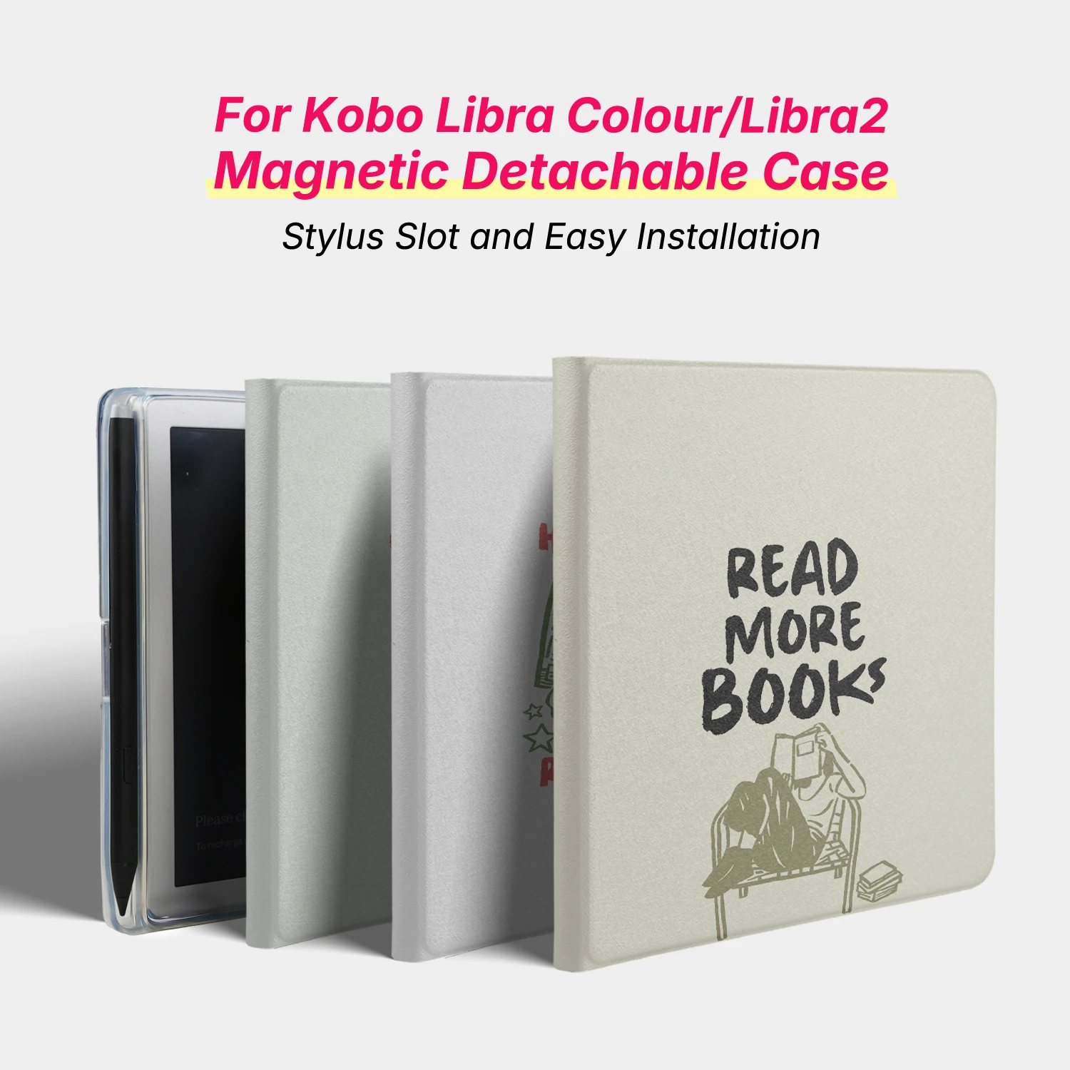 Murmole Hülle für Kobo Libra Colour Kobo Libra2 Abnehmbare Magnetische Schutzhülle mit Transparenter Acrylrückseite und Schlaffunktion
