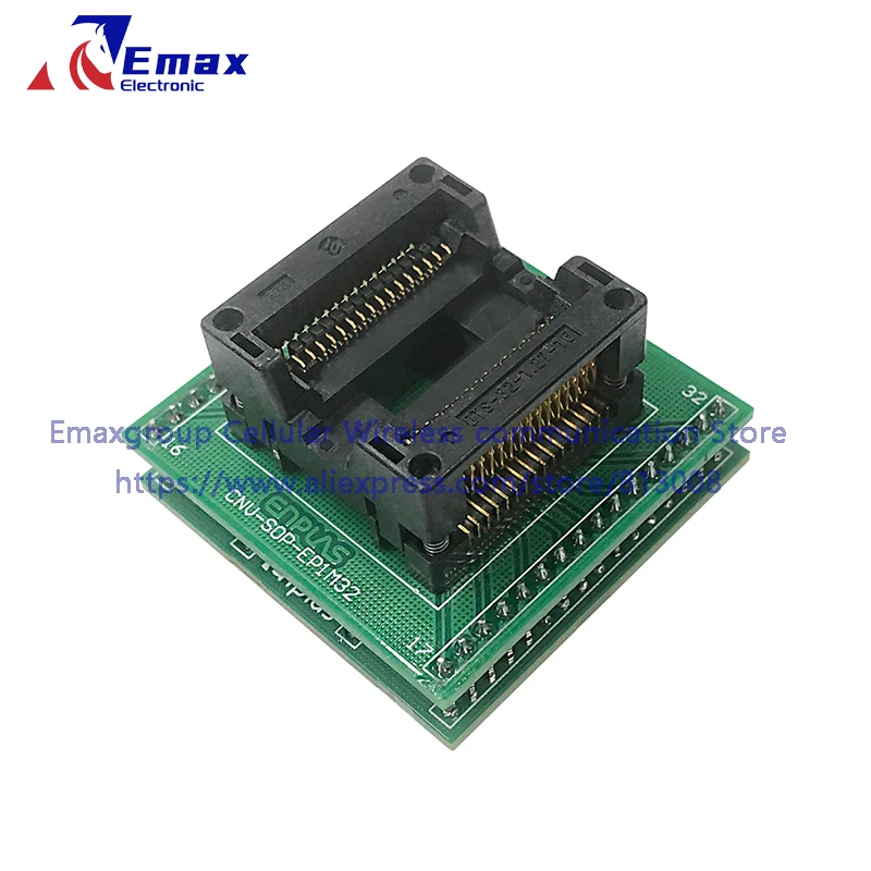 SOIC32 SOP32 peduncular 14,12 * 14,12 mm Rastermaß 1,27 mm IC-Prüfsitz Prüfstand Prüfsockel Programmiersitz