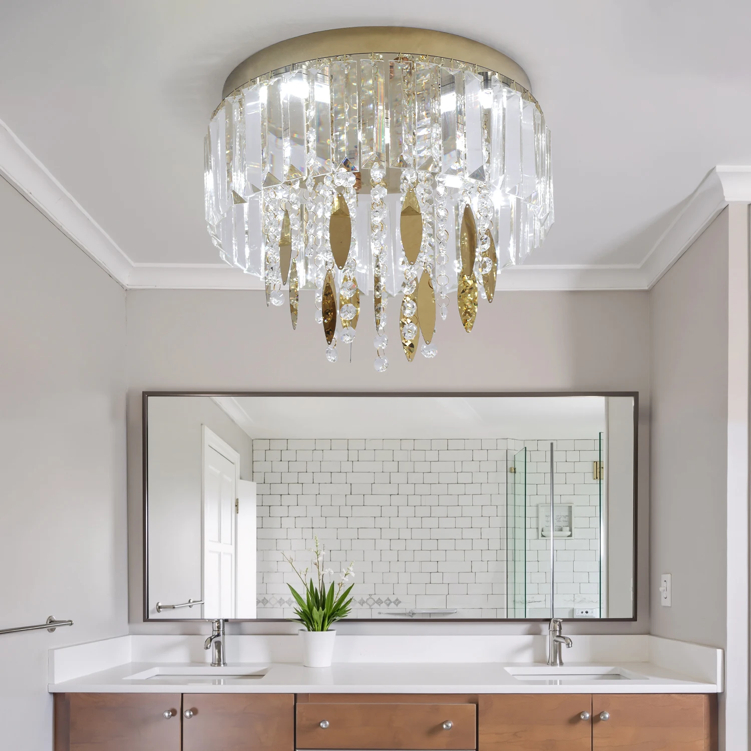 أضواء السقف الكريستال ثريا ذهبية الحديثة الفاخرة Led مصباح السقف غرفة المعيشة غرفة نوم الطعام إضاءة ديكورية المنزل