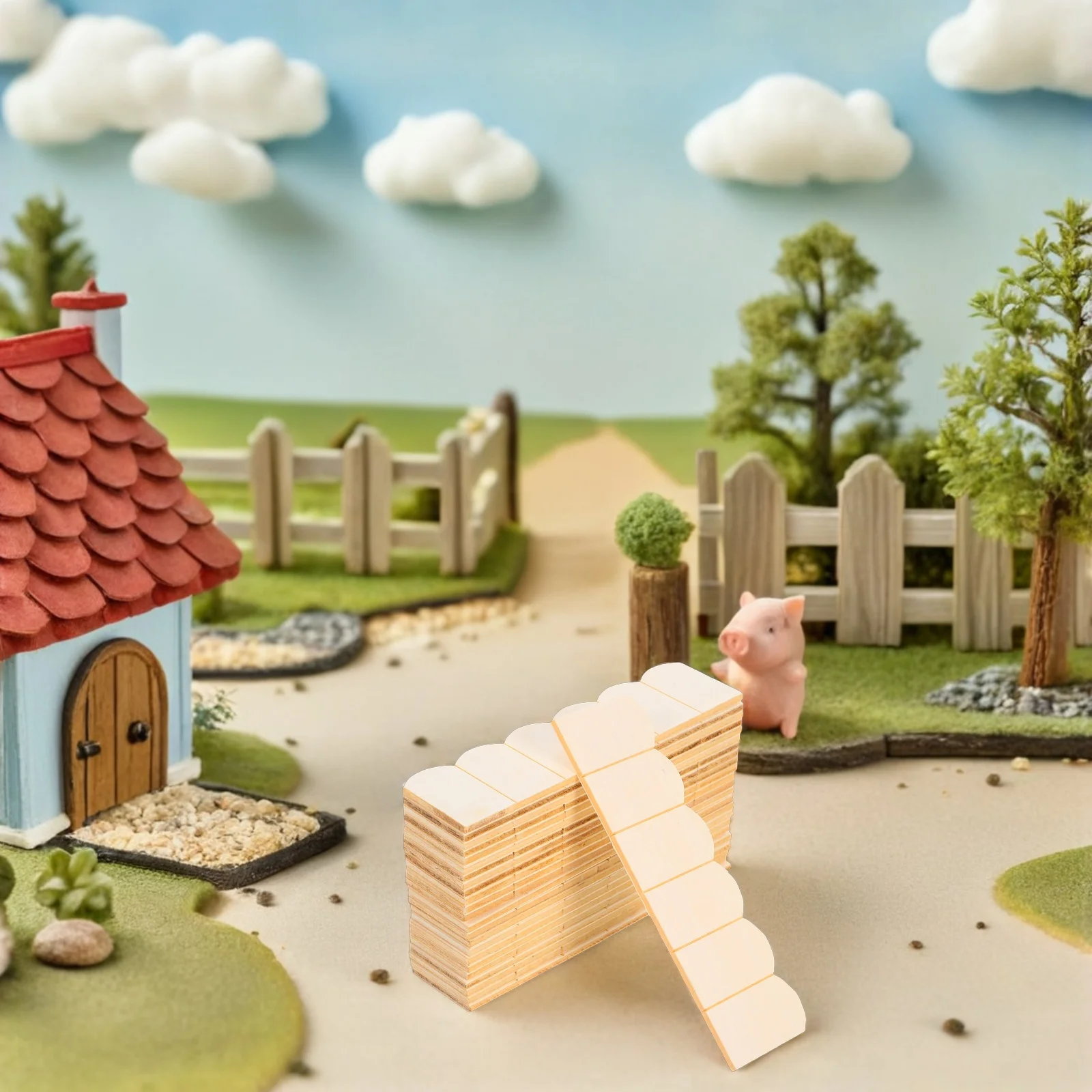 Carreaux de toit pour maison de poupée, échelle 1/12, écailles de poisson, lanières en bois pour bricolage, ensemble de construction de peinture, accessoires de toiture miniatures, 48 pièces